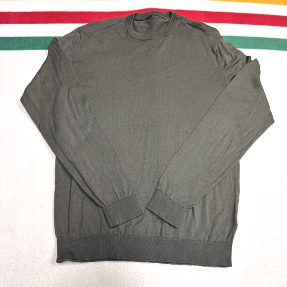 ASKET The‎ Cotton Sweater Mens Size M Short Olive Green 100% Organic Cotton - Picture 2 of 9